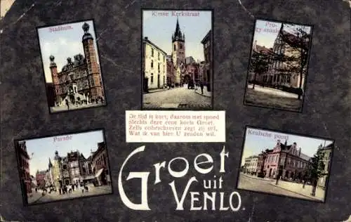 Ak Venlo-Limburg Niederlande, Kirche, Parade, Rathaus, Keutsche Poort