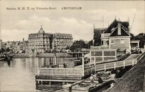 Ak Maastricht-Limburg Niederlande, Bahnhof und Victoria Hotel