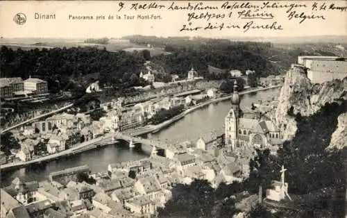 Ak Dinant Wallonien Namur, Panorama vom Mont-Fort-Turm aus aufgenommen