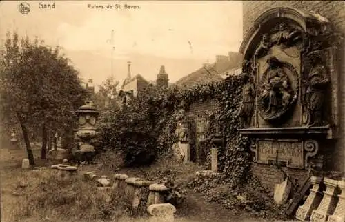 Ak Gent Gent Ostflandern, Ruinen von St. Bavon, Ausstellung 1913