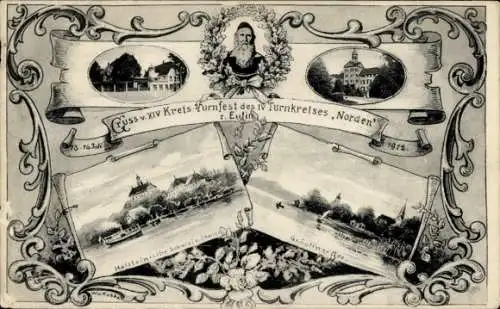 Ak Eutin in Ostholstein, XIV. Kreisturnfest, Turnkreis Norden, 1912, Eutiner See, Kellersee