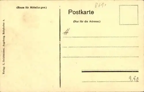 Ak Augsburg in Schwaben, Prinzregentenbrunnen mit Prinzregentenplatz, Fahrradfahrer