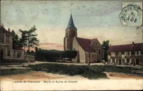 Ak Choisel Yvelines, Vallee de Chevreuse, Mairie et Eglise