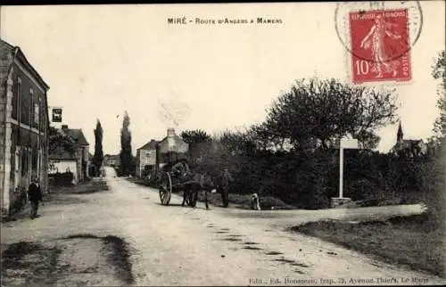 Ak Miré Maine et Loire, Route d'Angers a Mamers