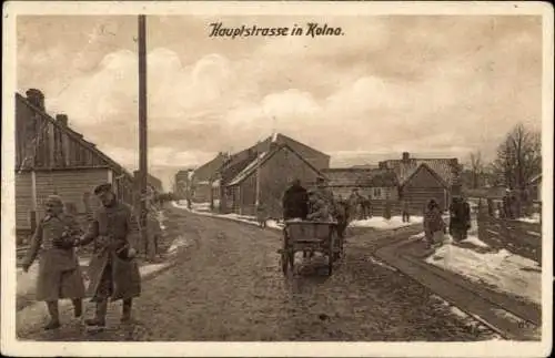 Ak Kolno Polen, Hauptstraße, 1. WK, Ostpreußenhilfe