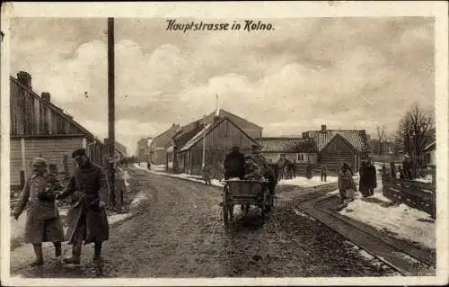 Ak Kolno Polen, Hauptstraße, deutsche Soldaten, 1. WK