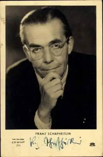 Ak Schauspieler Franz Schafheitlin, Portrait in Denkerpose, Autogramm