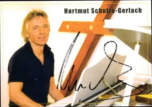 Ak Moderator, Sänger und Entertainer Hartmut Schulze-Gerlach, Portrait, Flügel, Autogramm