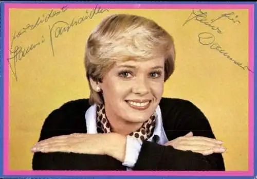 Ak Schauspielerin und Fernsehansagerin Hanni Vanhaiden, Portrait, Autogramm
