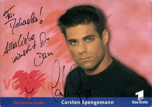 Ak Schauspieler Carsten Spengemann, Portrait, Serie Verbotene Liebe, Autogramm