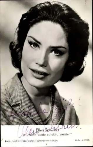 Ak Schauspielerin Ellen Schwiers, Portrait, Film Wenn beide schuldig werden, Autogramm