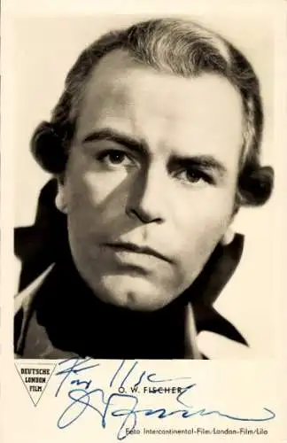 Ak Schauspieler O. W. Fischer, Portrait, Eine Liebesgeschichte, Deutsche London Film, Autogramm