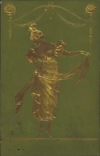Präge Ak Tanzende Frau, Kleid, Kitsch
