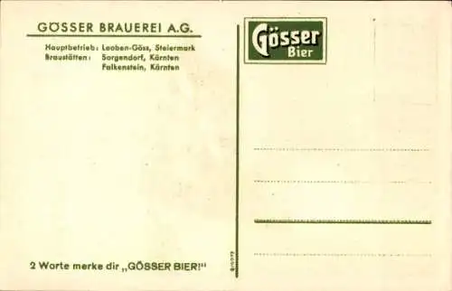 Ak Werbung, Gösser Brauerei AG, Bierglas, Brötchen