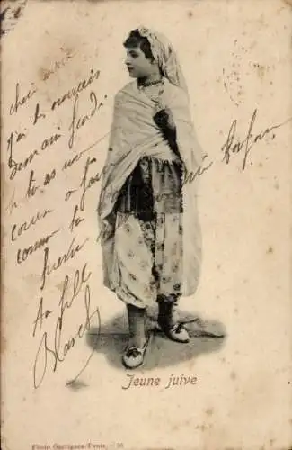 Judaika Ak Junge Jüdin in Volkstracht