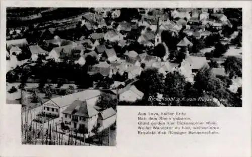 Ak Bickensohl Vogtsburg im Kaiserstuhl, Fliegeraufnahme, Keltereienlager, Gedicht Aus Lava