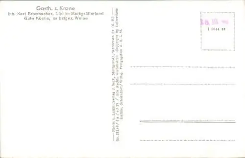 Ak Liel Schliengen im Schwarzwald, Fliegeraufnahme, Gasth. zur Krone