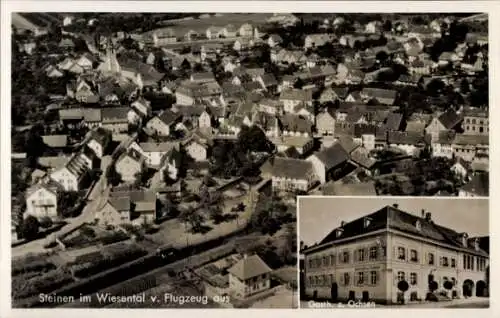 Ak Steinen im Wiesental Schwarzwald Baden, Fliegeraufnahme, Gasth. zum Ochsen