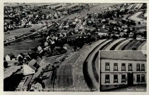 Ak Niederlinxweiler St. Wendel im Saarland, Fliegeraufnahme, Gasth. Gabler