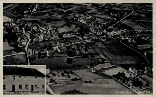 Ak Hemhofen in Mittelfranken, Fliegeraufnahme, Bäckerei und Handlung L. Baiz