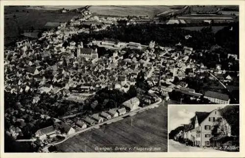 Ak Giengen an der Brenz, Fliegeraufnahme, Brauerei zum Felsen