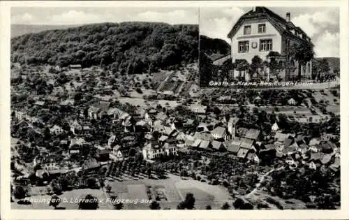 Ak Hauingen Lörrach in Baden, Fliegeraufnahme, Gasth. zum Kranz