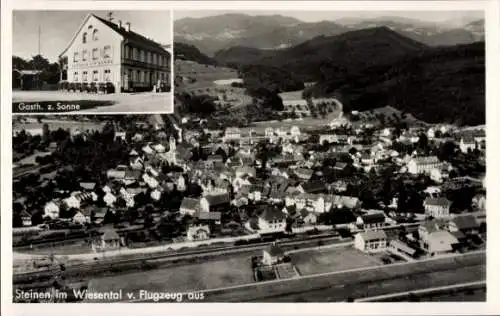 Ak Steinen im Wiesental Schwarzwald Baden, Fliegeraufnahme, Gasth. zur Sonne