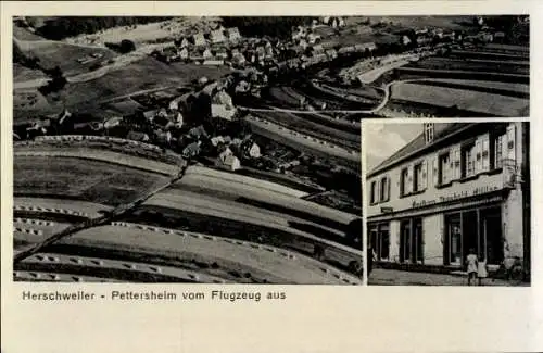 Ak Herschweiler Pettersheim in der Pfalz, Fliegeraufnahme, Kaufhaus Theobald Müller