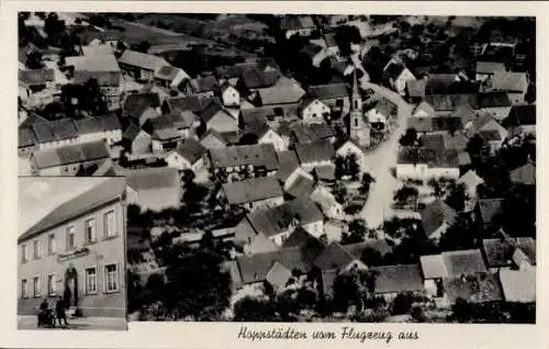 Ak Hoppstädten Weiersbach im Nahetal, Fliegeraufnahme, Gasthaus Theodor Emrich