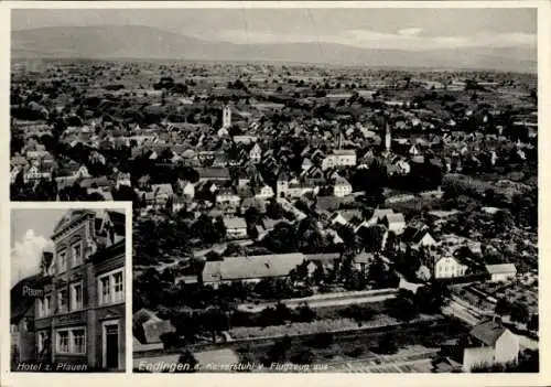 Ak Endingen am Kaiserstuhl, Fliegeraufnahme, Hotel zum Pfauen