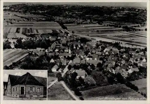 Ak Oberrimsingen Breisach am Oberrhein, Fliegeraufnahme, Kolonialwaren von A. Ott