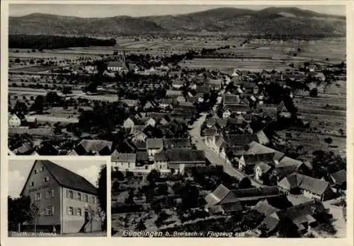 Ak Gündlingen Breisach am Oberrhein, Fliegeraufnahme, Gasth. zur Sonne