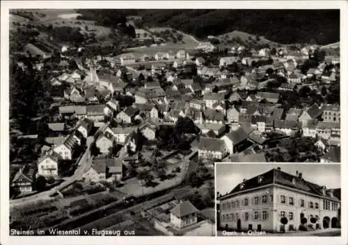 Ak Steinen im Wiesental Schwarzwald Baden, Fliegeraufnahme, Gasth. zum Ochsen