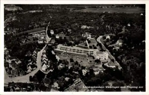 Ak Waiblingen in Württemberg, Fliegeraufnahme, Kreiskrankenhaus