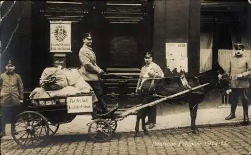 Ak Kaiserlich Deutsche Feldpost, Soldaten, Eselskarren, I. WK