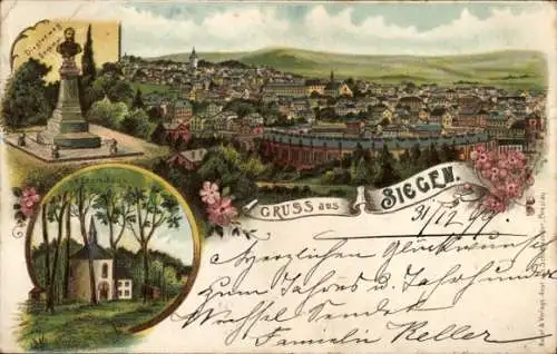 Litho Siegen in Westfalen, Gesamtansicht, Eremitage, Denkmal