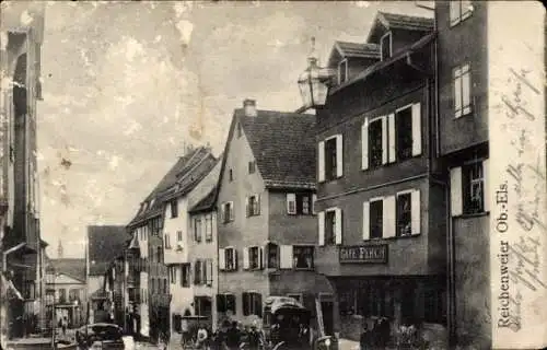 Ak Riquewihr Reichenweier Elsass Haut Rhin, Straße, Cafe Ferch