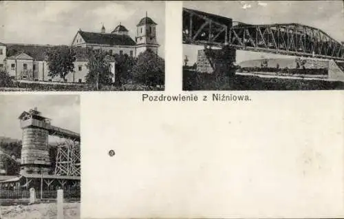 Ak Nyschniw Niżniów Ukraine, Gesamtansicht, Brücke