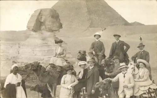 Ak Ägypten, Touristen, Gruppenbild, Sphinx