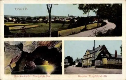 Ak Syrau Rosenbach im Vogtland, Drachenhöhle, Der große See, Gasthof Tropfsteinhöhle