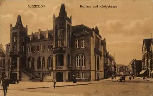 Ak Gütersloh in Westfalen, Rathaus, Königstraße