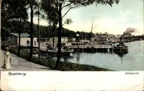 Ak Rendsburg in Schleswig Holstein, Hafen