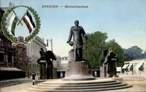 Ak Dresden, Bismarckdenkmal, Fahnen