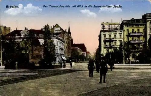 Ak Wrocław Breslau Schlesien, Tauentzienplatz, Schweidnitzer Straße