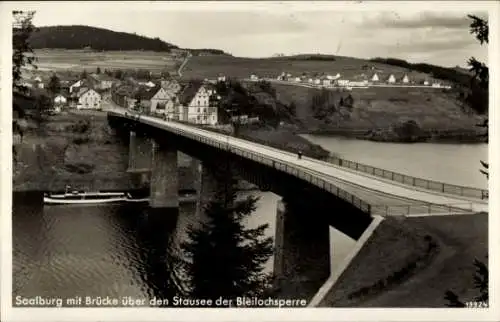 Ak Saalburg Ebersdorf in Thüringen, Stausee, Bleilochsperre, Brücke