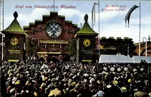 Ak München, Oktoberfest, Bierhalle, Winzerer Fähndl