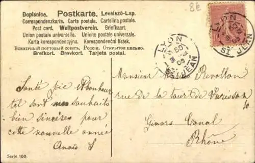 Präge Ak Glückwunsch Neujahr 1906, Kleeblätter