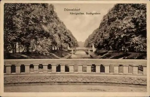 Ak Düsseldorf am Rhein, Königsallee, Stadtgraben, Brücken