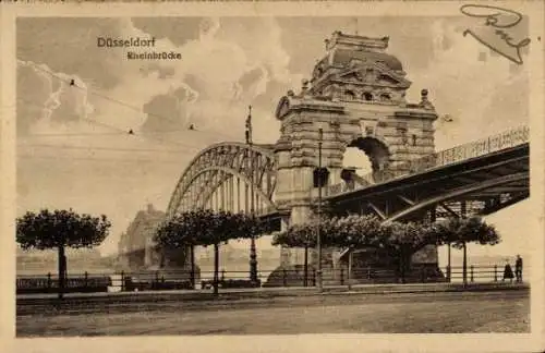 Ak Düsseldorf am Rhein, Rheinbrücke