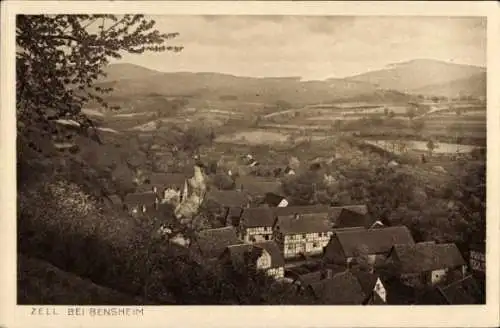 Ak Zell Bensheim an der Bergstraße Hessen, Totalansicht